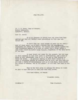Letters Sent to Dr. R.B. Moore, June 5, 1928
