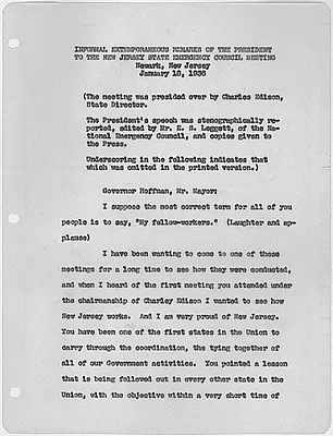 Extemporaneous remarks of the President to the New Jersey State Emergency Council meeting.