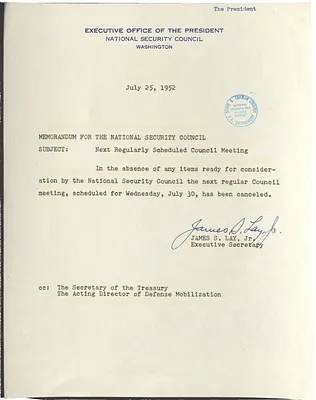 Memorandum from James S. Lay, Jr. to the National Security Council