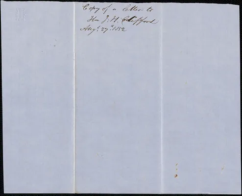 Copy of a letter from Samuel Warner to J. H. Clifford, 27 August 1852