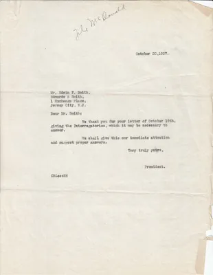 Letters Sent to Edwin F. Smith, October 20, 1927