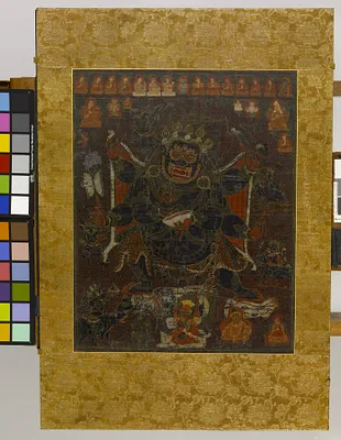 Six-Armed Mahakala with Retinue and Monastic Lineage