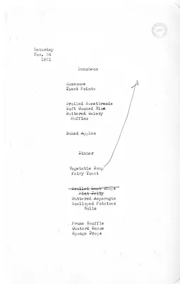 White House Luncheon and Dinner Menu