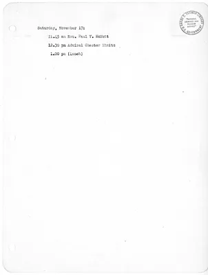 Daily Appointment Sheet for President Harry S. Truman