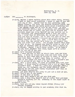 Summary of Telephone Conversation Involving Edward F. Prichard, Jr.
