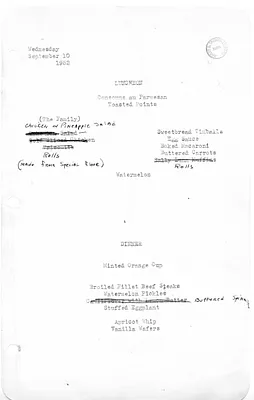 White House Luncheon and Dinner Menu