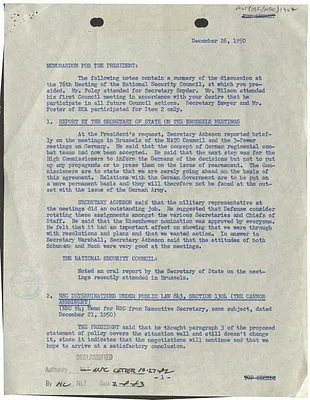 Memorandum for President Harry S. Truman