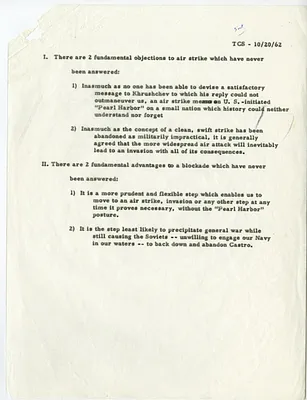 Summary of Objections to Airstrike Option and Advantages of Blockade Option