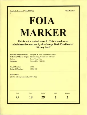 [Bobbie Kilberg Memoranda, 1989-1992]