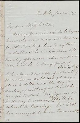 Letter from Mary Anne Estlin, Park St., [Bristol, England], to Caroline Weston, June [6, 1851]