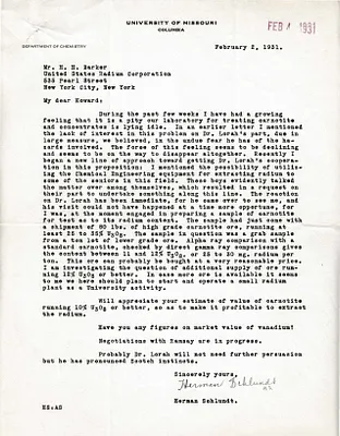 Letters Received to H.H. Barker, February 2, 1931