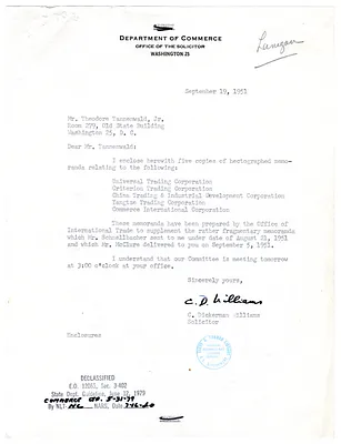 Letter to Theodore Tannenwald, Jr., from C. Dickerman Williams