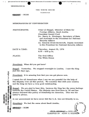 August 29, 1974 - Ford, Kissinger, Saudi Arabian Foreign Minister Umar al-Saqqaf