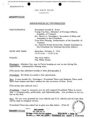 October 5, 1974 - Ford, Kissinger, South Vietnamese Foreign Minister Vuong Van Bac