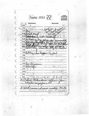 Lyndon Johnson's 1958 Desk Diary, beginning 7/22/1958