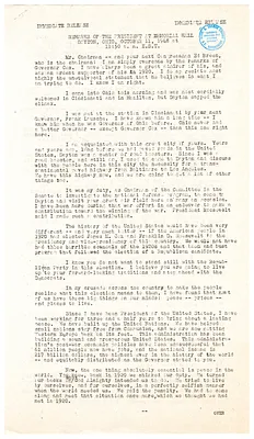 Press Release, Speech of President Harry S. Truman, Dayton, Ohio