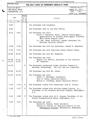 President Gerald R. Ford's Daily Diary, March 22, 1975