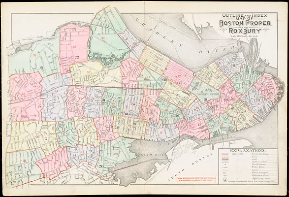 Outline and index map of Boston proper and Roxbury