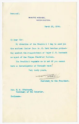 Letter from William Loeb to E. A. Hitchcock