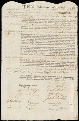 James Osburn indentured to apprentice with Joseph Stacey Read of Cambridge, 2 August 1787