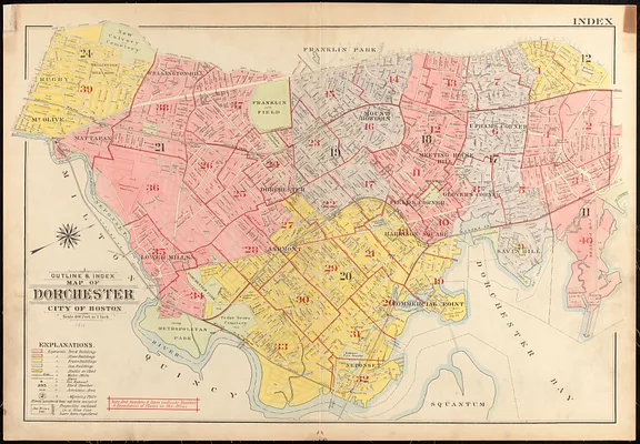 Outline & index map of Dorchester, the city of Boston