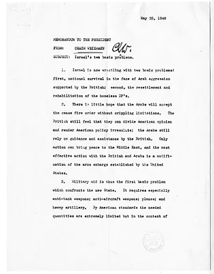 Memorandum from Chaim Weizmann to President Harry S. Truman