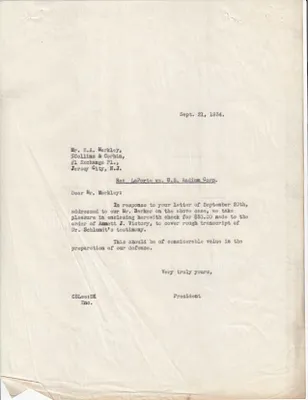 Letters Sent to E.A. Markley, September 21, 1934
