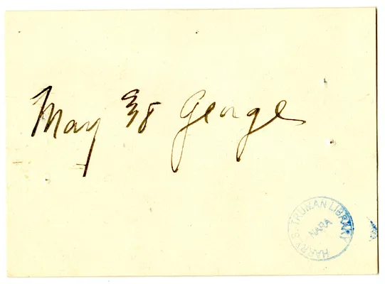 Wedding Gift Card from May and George Wallace