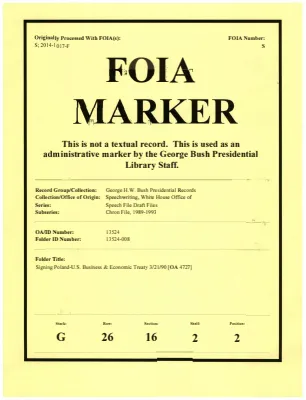 Signing Poland-U.S. Business & Economic Treaty 3/21/90 [OA 4727]
