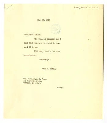 Correspondence Between Bess W. Truman and Katherine A. Jones