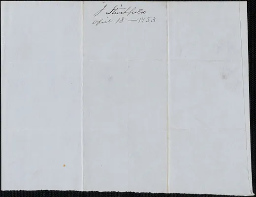 J. Stinchfield to Samuel Warner, 18 April 1853