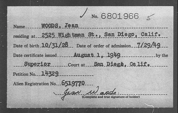 Woods, Jean - 1949