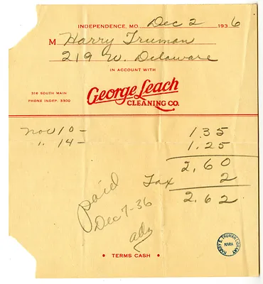 Bill from George Leach Cleaning Company