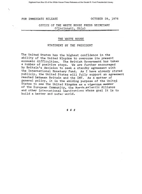 Statement by the President on economic difficulties in the United Kingdom [Ford Speech or Statement]