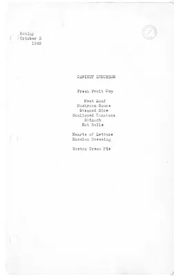 White House Luncheon Menu