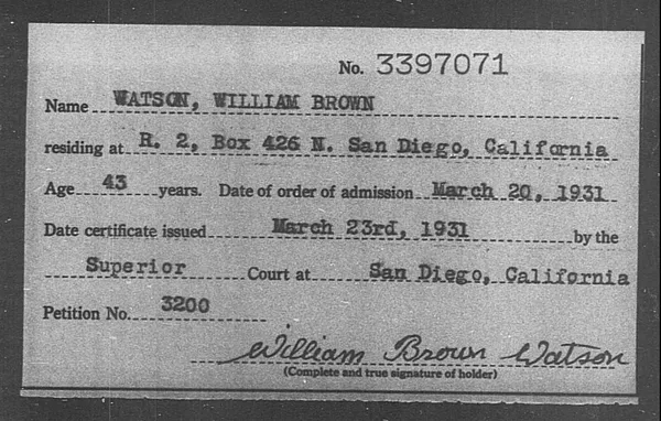 Watson, William Brown - 1931