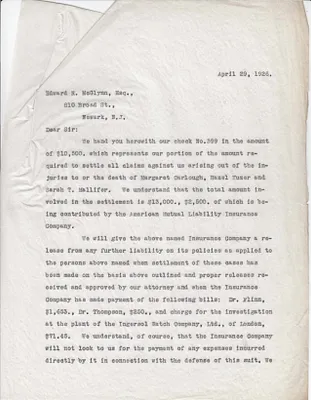 Letters Sent to Edward R. McGlynn, April 29, 1926