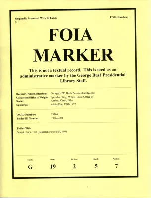 Soviet Union Trip [Research Materials] 1991 [OA 6902]