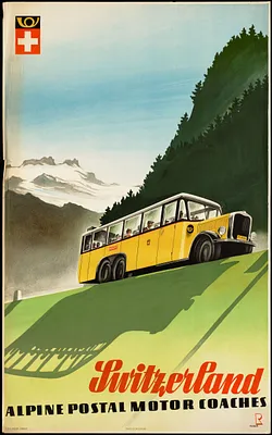 Switzerland. Alpine postal motor coaches