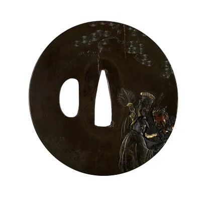 Tsuba with Chinese Generals Kanyu, Gentoku and Chohi
