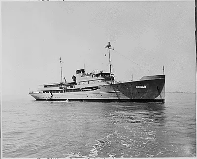 Photograph of President Truman's yacht, the U.S.S. WILLIAMSBURG, at anchor