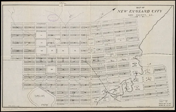 Map of New England City, Dade County, Ga