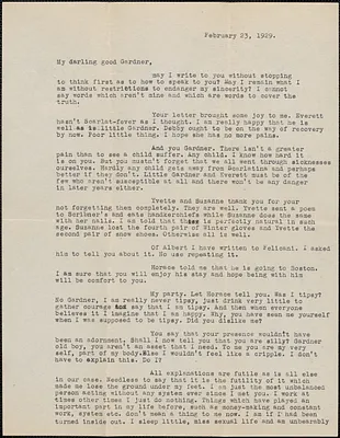 Margaret Monahan typed letter signed to Gardner [Jackson], New York, N. Y., February 23, 1929