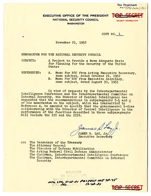 Memorandum from James S. Lay, Jr. to the National Security Council