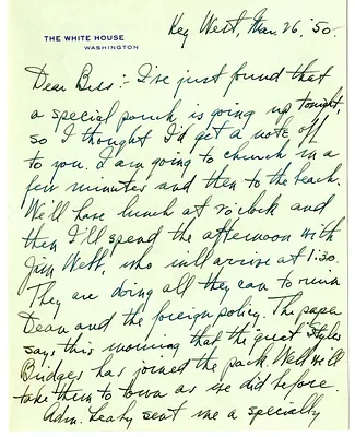Letter from Harry S. Truman to Bess W. Truman