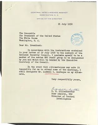 Correspondence Between President Harry S. Truman, Matthew Connelly, and R. H. Hillenkoetter