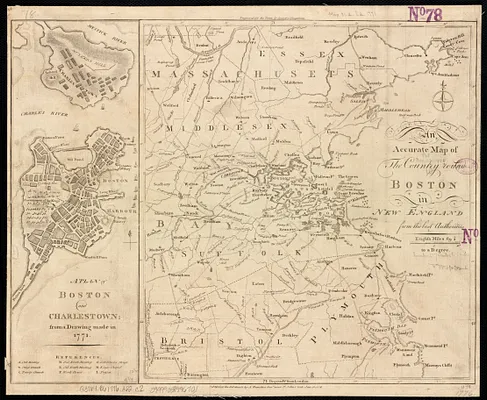 An accurate map of the country round Boston in New England from the best authorities