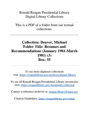 Resumes and Recommendations (January 1981-March 1981) (3)