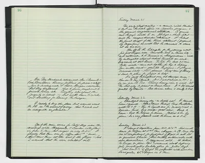 Handwritten journal entry for March 21, 1969-March 23, 1969