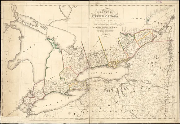 Map of the province of Upper Canada shewing the organized part thereof and the adjacent county